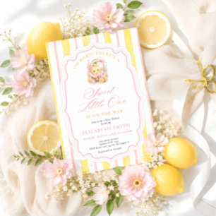 Convite Um Doce Pequeno Chá de Bebê de Menina Citrus Limão
