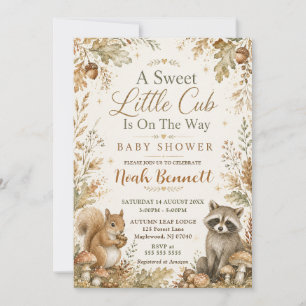 Convite Um Doce Pequeno Chuveiro de Bebê Floresta Cub