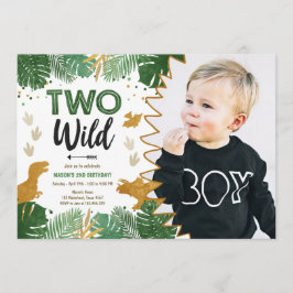 Convite Um Dourado segundo aniversário do Dinossauro, dois