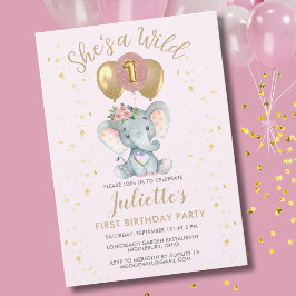 Convite Um Elefante, Um Elefante, Rosa, Primeiro Aniversár