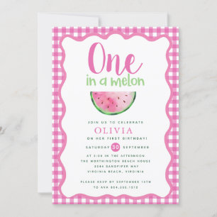 Convite Um em Melon Watermelon Primeiro Aniversário