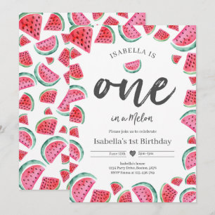 Convite Um Em Um Aniversário De Melancia primeiro anivers