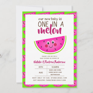 Convite Um Em Um Chá de fraldas MELON Verde limão Rosa M