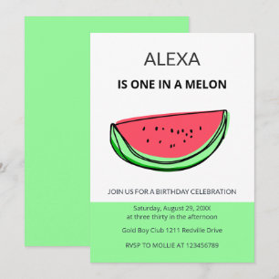 Convite Um em um Melão 1º Aniversário Melancia Aniversário