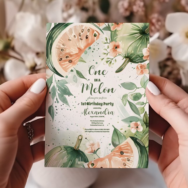 Convite Um em um primeiro aniversario Melon Watermelon Wat (Criador carregado)