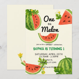 Convite Um em uma melancia! Parte primeiro aniversario