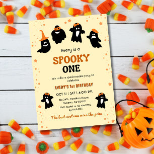 Convite Um Espantoso Aniversário de Halloween Fantasma Div