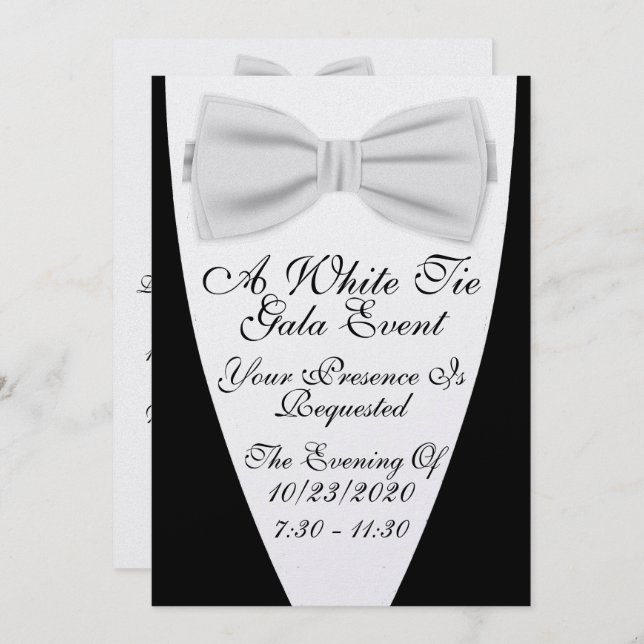 Convite Um evento de gala com traje de White Tie (Frente/Verso)