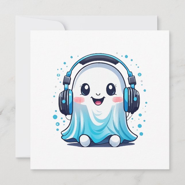 Convite Um fantasma com fones de ouvido (Frente)
