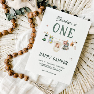 Convite Um Feliz Acampador Aniversário de 1 ano Acampament