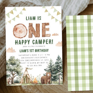 Convite Um Feliz Acampador Aniversário de 1 ano Menino
