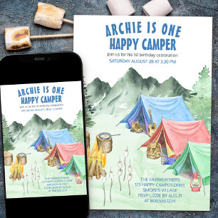Convite Um Feliz Acampador Primeiro Aniversário Acampament