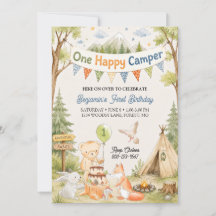 Um Feliz Acampador Urso Menino Aniversário de 1 an