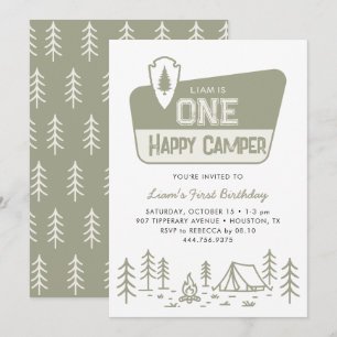 Convite Um Feliz Camper Boys 1 rua acampando Floresta Aniv