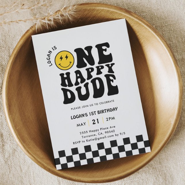 Convite Um Feliz Cara Feliz Primeiro Aniversário (Criador carregado)