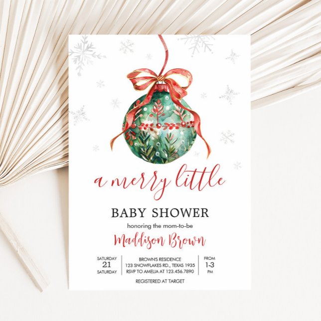 Convite Um Feliz de Natal (Merry Little Christmas Ornaments Baby Shower Invitation
)