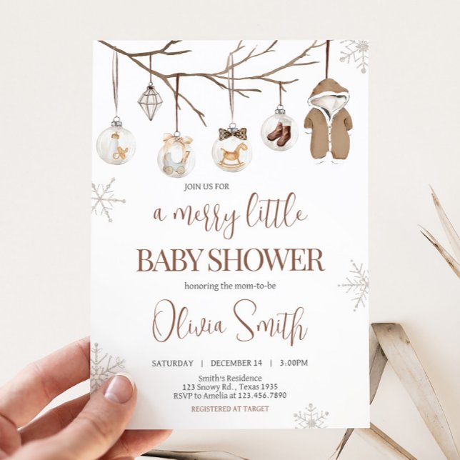 Convite Um Feliz de Natal pequeno (Merry Little Baby Shower Invitation
)