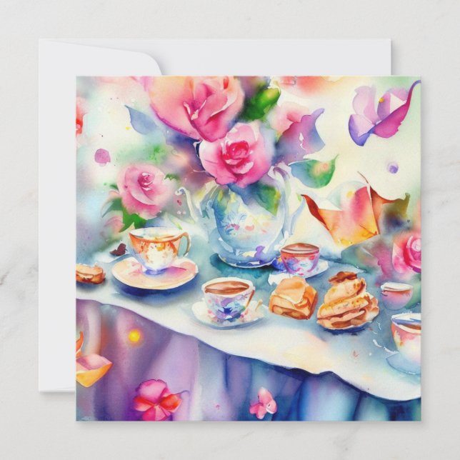 Convite Um Festa de Chá Encantador: Um Chá de fraldas (Frente)