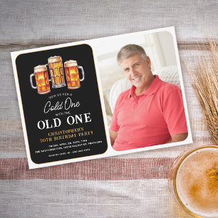 Convite Um Frio Com A Velha Foto De Aniversário De Cerveja