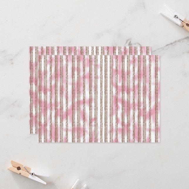 Convite um fundo listrado rosa e branco (Frente/Verso In Situ)