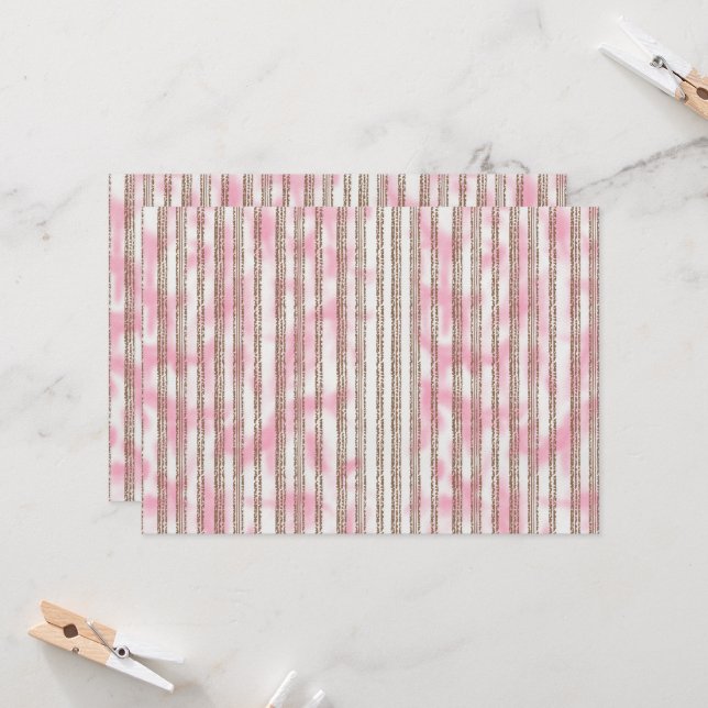 Convite um fundo listrado rosa e branco (Frente/Verso In Situ)