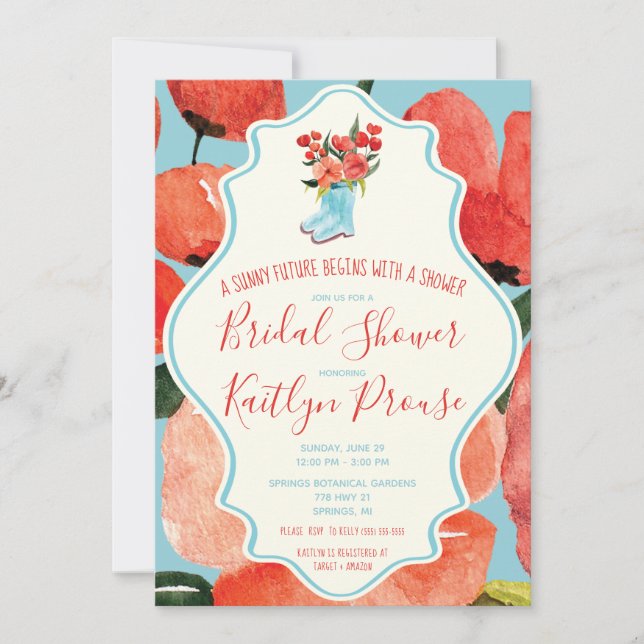 Convite Um futuro ensolarado começa com um Chá!  Rain Boot (Frente)