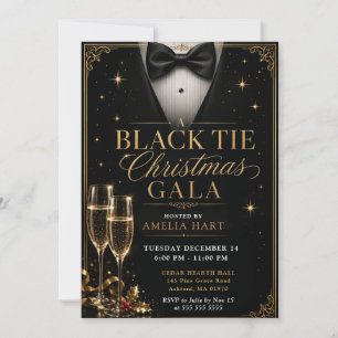 Convite Um Gala de Natal de Gravata Preta