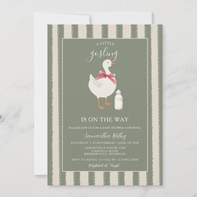 Convite Um ganso Bobo chegará em breve ao Chá de fraldas (Frente)