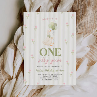 Convite Um Ganso Bobo Floral 1º Aniversário