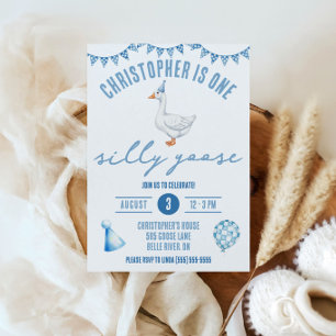 Convite Um ganso Bobo, primeira Festa de aniversário