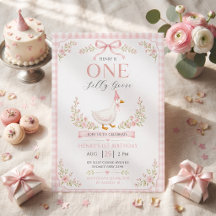 Um Ganso Bobo Rosa Floral 1º Aniversário 