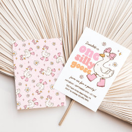 Convite Um Ganso Bobo Rosa Menina 1º Aniversário