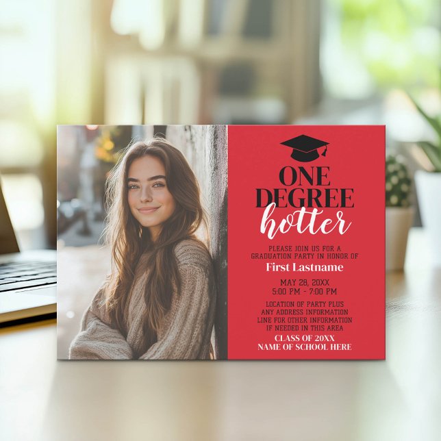 Convite Um Grau mais quente - Graduação Foto - Partido For (Graduation Party Invitation with Photo)