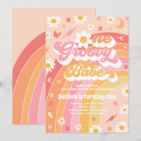 Um Groovy Babe Peace Love Party Rainbow Birthday
