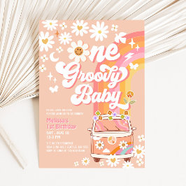 Convite Um Groovy Bebê Hippie Van Daisy 1º Aniversário