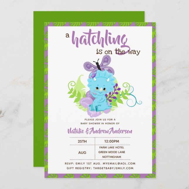 Convite Um Hatchling Está No Caminho Do Chá de fraldas De  (Frente/Verso)