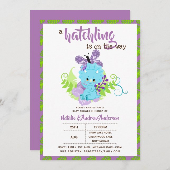 Convite Um Hatchling Está No Caminho Do Chá de fraldas De  (Frente/Verso)