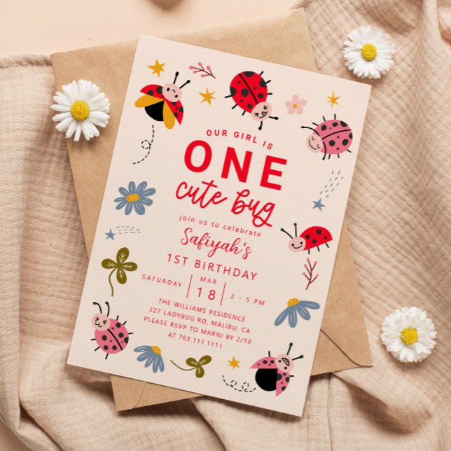 Convite UM Inseto Bonito Partido primeiro aniversario Lady (Criador carregado)