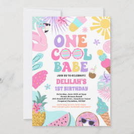 Convite Um Legal Babe Tropical Summer primeiro aniversario