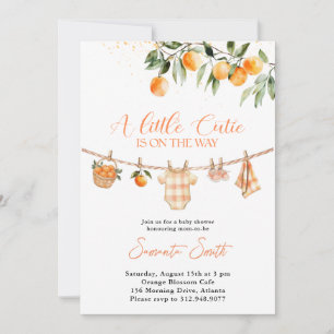 Convite Um lindo varal de roupa laranja para Baby Shower