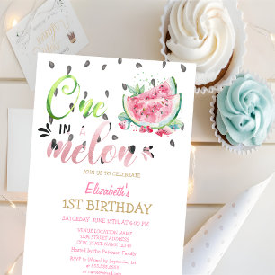 Convite Um Melão Melancias Rosa 1º Aniversário