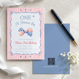 Convite Um Menino Americano QR Code 1º Aniversário