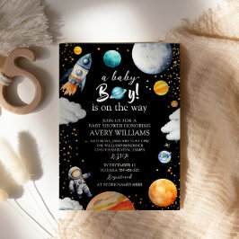 Convite Um Menino Está a Caminho Chuvada de Bebê Espaço Pr