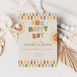 Convite Um Menino Feliz Boho Sol 1º Aniversário