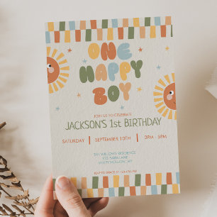 Convite Um Menino Feliz Boho Sol 1º Aniversário