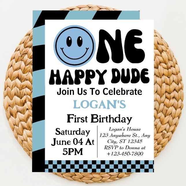 Convite Um Menino Feliz  Primeiro Aniversário   (Criador carregado)