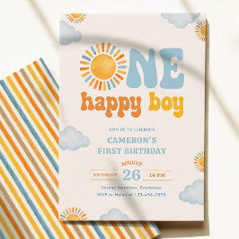 Convite Um Menino Feliz Sol 1º Aniversário
