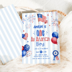 Convite Um Menino totalmente Americano 1º aniversário