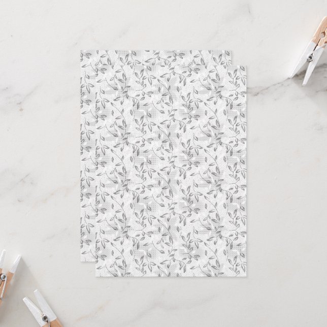 Convite Um motif floral preto e branco refinado, destaque (Frente/Verso In Situ)