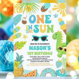 Convite Um Na Festa De primeiro aniversario De Praia Tropi